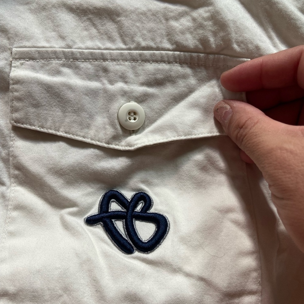 FUBU Cream Short Sleeve Button Down Shirt - Picture 3 of 7